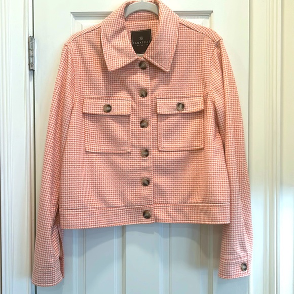 Bagatelle Collection Salmon Checked Soft No Wrinkle Work or Casual Jacket sz.L - Picture 1 of 8